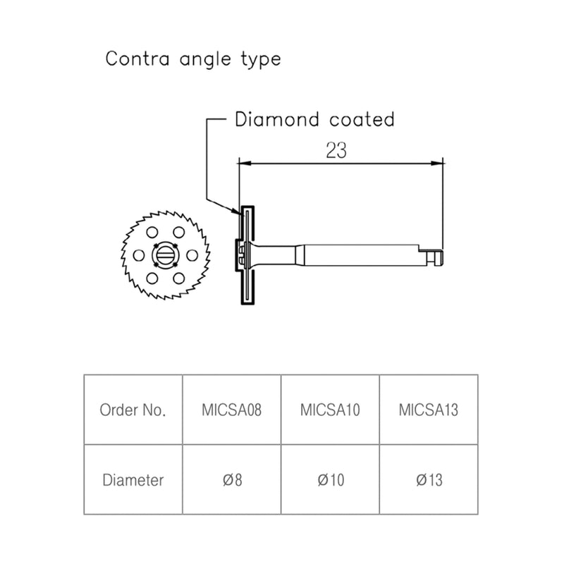 Osung 8mm Diamond Coated Micro Saw Blade Contra Angled -MICSA08 - Osung USA