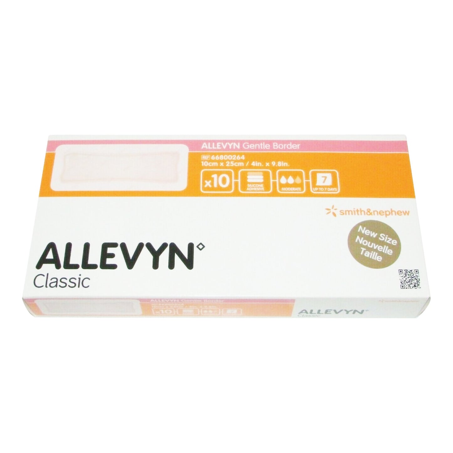 Allevyn Gentle Border Silicone Foam Dressing, 4 x 10 Inch 10/BOX -66800264