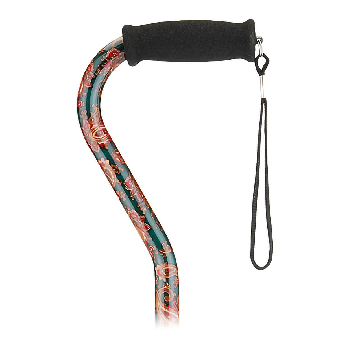 Nova Green Paisley Print Offset Cane, 30 To 39 Inch Height, 1/Ea
