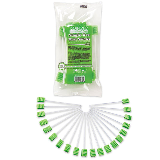Toothette Plus Oral Swabsticks Foam Tip, Green, 6 Inch, Individually Wrapped, 1000/Cs