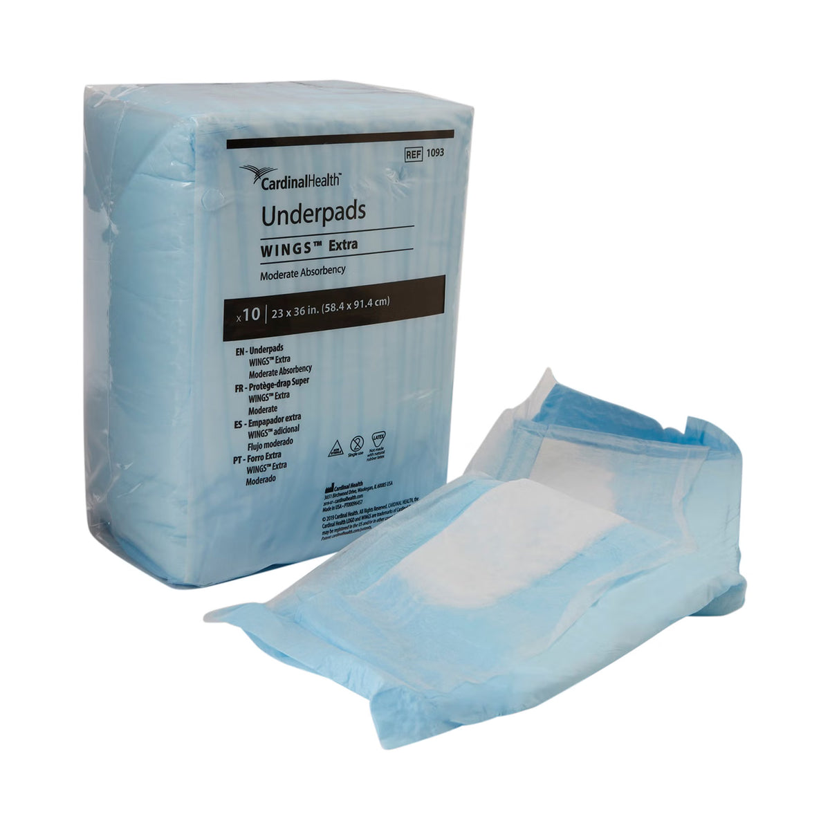 Simplicity Extra Underpad, Disposable, 23 x 36 Inch, Moderate Absorbency, Blue, 150/CS