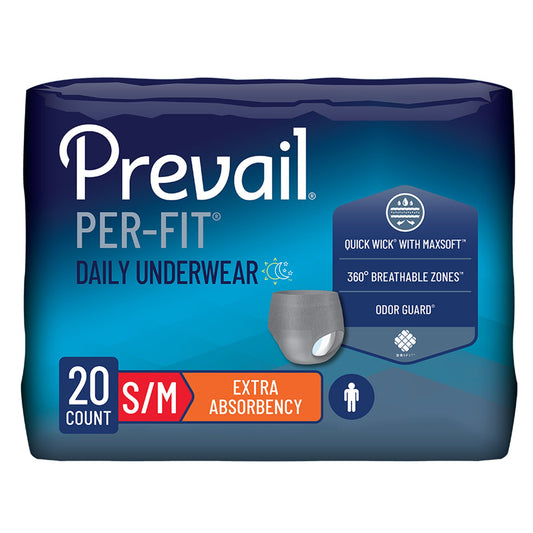 Prevail® Per-Fit® Men Adult Moderate Absorbent Underwear, Medium, White, 80/Cs