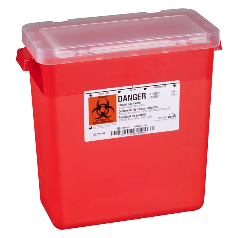 BEMIS™ SENTINEL SHARPS CONTAINER, 3 GALLON, 13-1/2 X 13-7/8 X 6-7/8 INCH, SOLD AS 12/CASE BEMIS 303 030