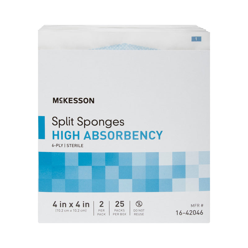 McKesson IV/Drain Split Dressing, 4 x 4 Inch, 6-Ply