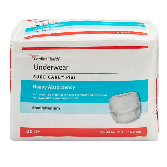 Sure Care™ Plus Heavy Absorbent Underwear, Medium, 80/Cs