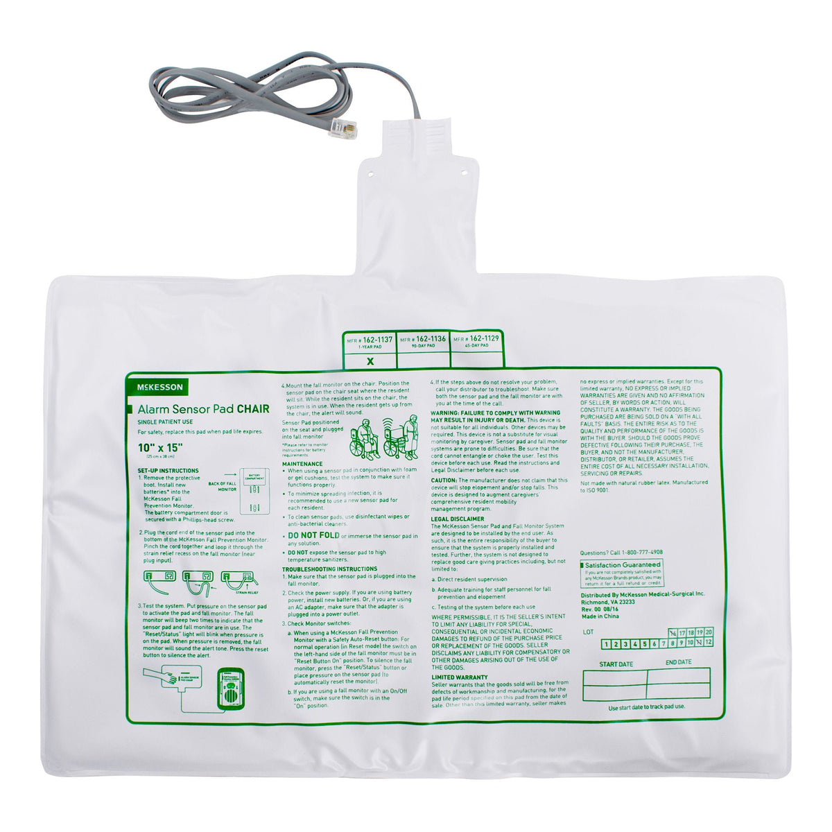 Mckesson Chair Alarm Sensor Pad, 10 X 15 Inch, 50/Cs