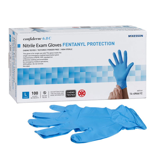 Mckesson Confiderm® 6.8C Nitrile Exam Glove, Large, Blue, 1000/Cs