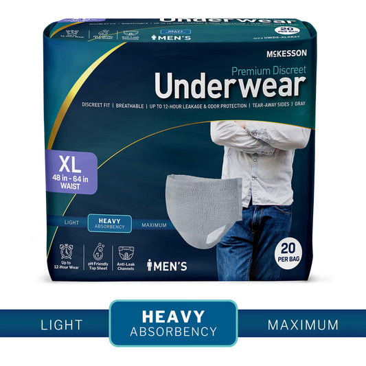 Mckesson Premium Discreet Underwear For Men, Heavy Absorbency, Extra Large, 80/Cs