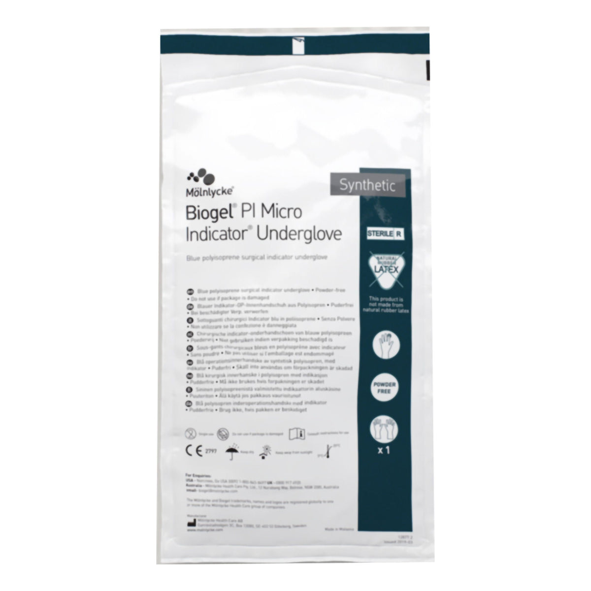 Biogel® PI Micro Indicator® Polyisoprene Surgical Underglove, Size 7.5, Blue, 1/BX