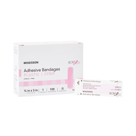 Mckesson Pink Adhesive Strip, 3/4 X 3 Inch, 2400/Cs
