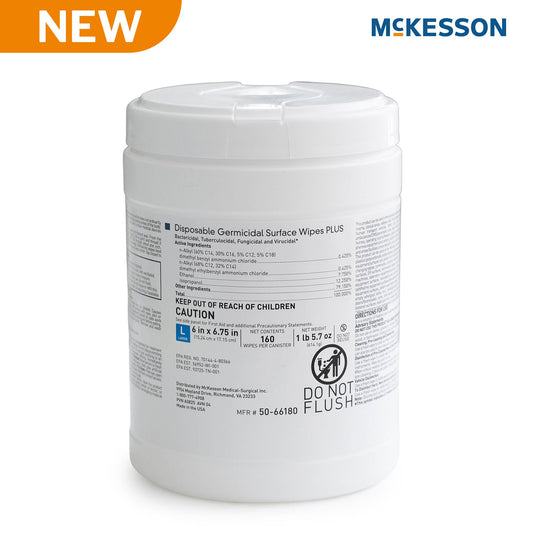 Mckesson Premoistened Germicidal Wipe Surface Disinfectant Cleaner 6 X 6.75 Inch, 1920/Cs