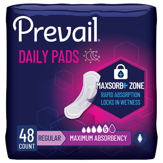 Prevail® Daily Pads Maximum Bladder Control Pad, 11-Inch Length, 192/Cs