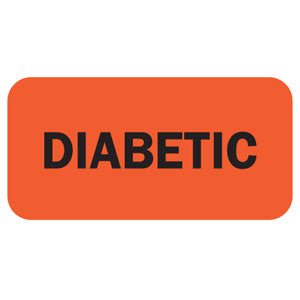 LABEL, DIABETIC FLURSNT RED 11/2"X3/4" (250/RL) TABBIE, 1/RL