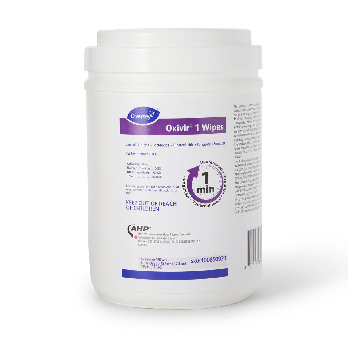 Diversey™ Oxivir® 1 Hydrogen Peroxide Surface Disinfectant Wipes, 160/Ct