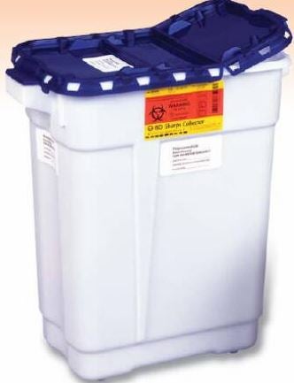 Container, Sharps Pharma Wht/Blu 9Gl Plug Cap (8/Cs), 1/Ea