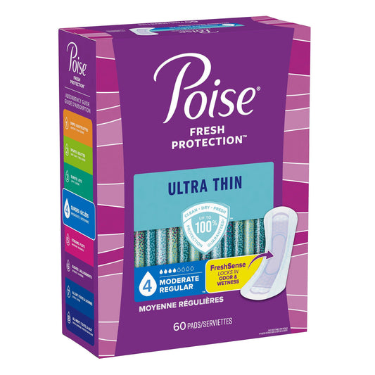 Poise® Ultra Thin Moderate Bladder Control Pad, Regular Length, 180/Cs