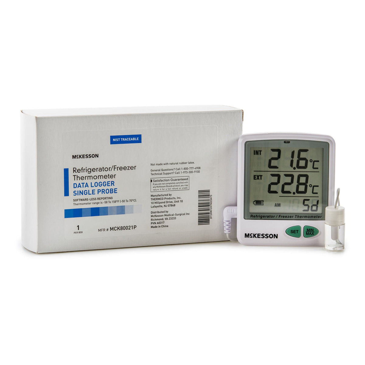 McKesson Datalogging Refrigerator/Freezer Thermometer, -58° to +158° F, 1/EA