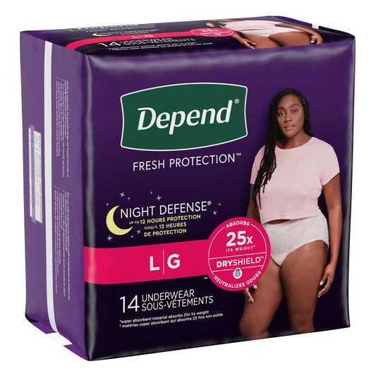Depend® Night Defense® Women'S Absorbent Underwear, Large, 56/Cs