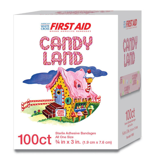 American® White Cross Stat Strip® Candy Land Adhesive Strip, ¾ X 3 Inch, 1200/Cs
