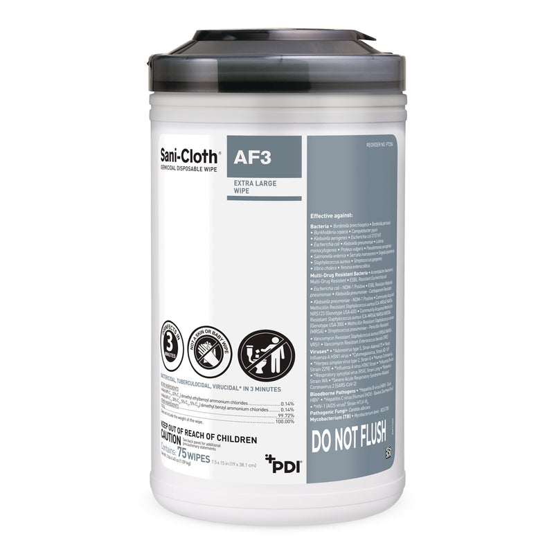 SANI-CLOTH® AF3 GERMICIDAL EXTRA LARGE DISINFECTANT WIPES, CANISTER, 75 CT., SOLD AS 450/CASE PROFESSIONAL P72584