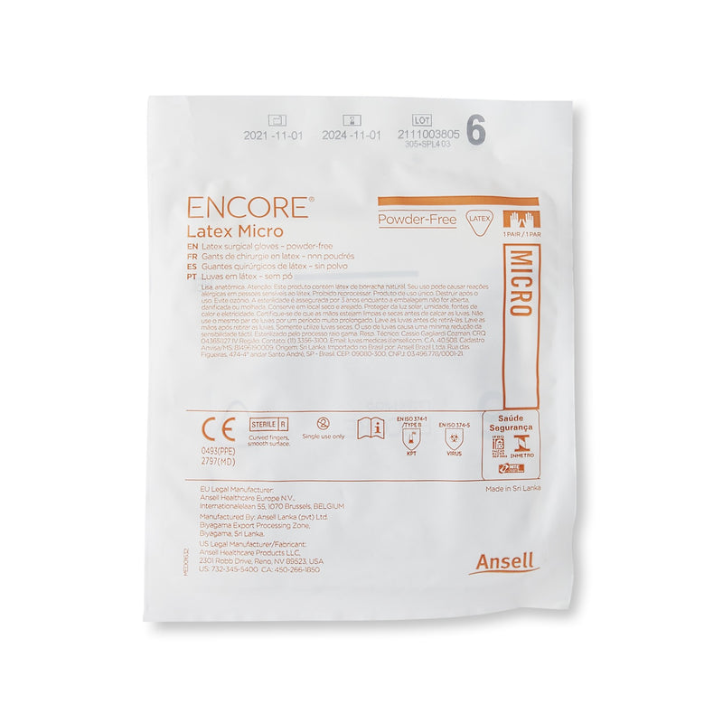 Encore Latex Micro Surgical Glove, Size 6, Brown 200/CASE -5787001 - BriteSources