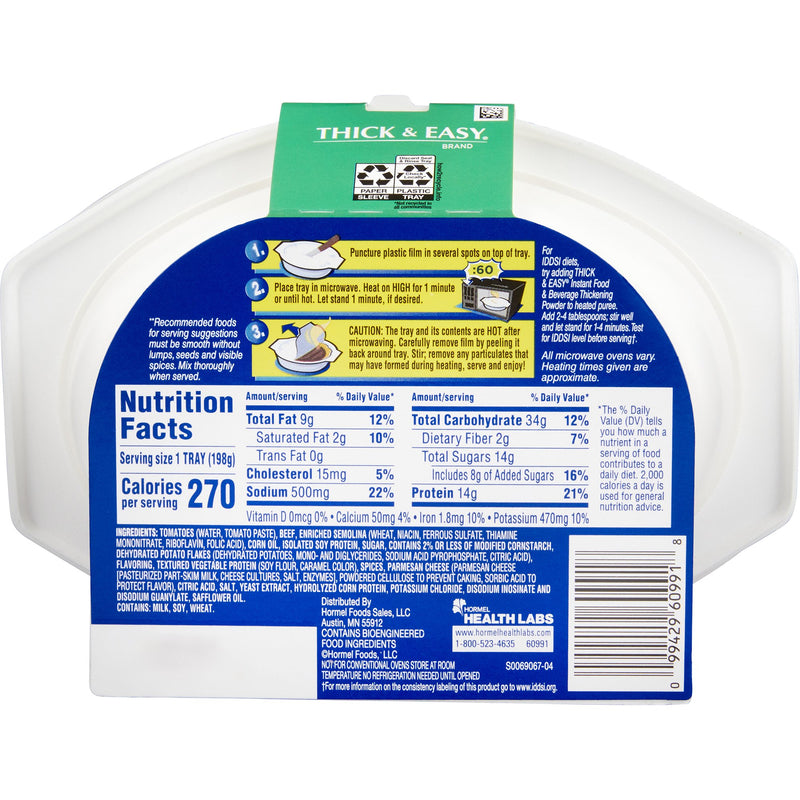 Thick & Easy Purées Italian Style Beef Lasagna Purée Thickened Food, 7-ounce Tray 7/CASE -160744 - BriteSources