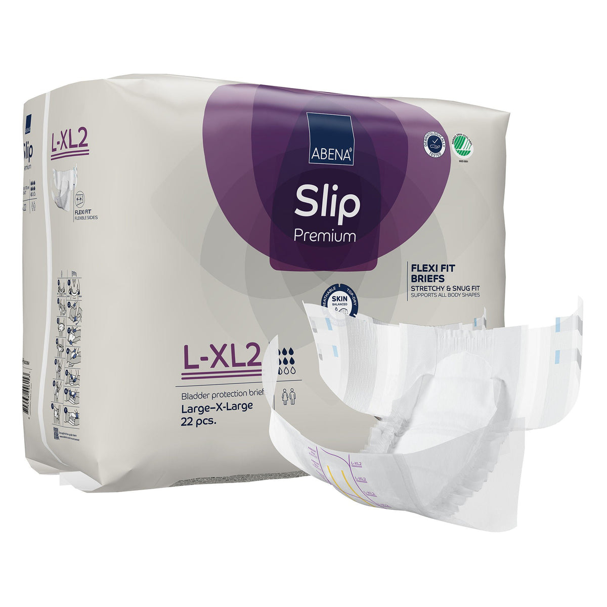 Abena® Slip Premium Flexi Fit Incontinence Briefs, L-Xl2, 22/Pk