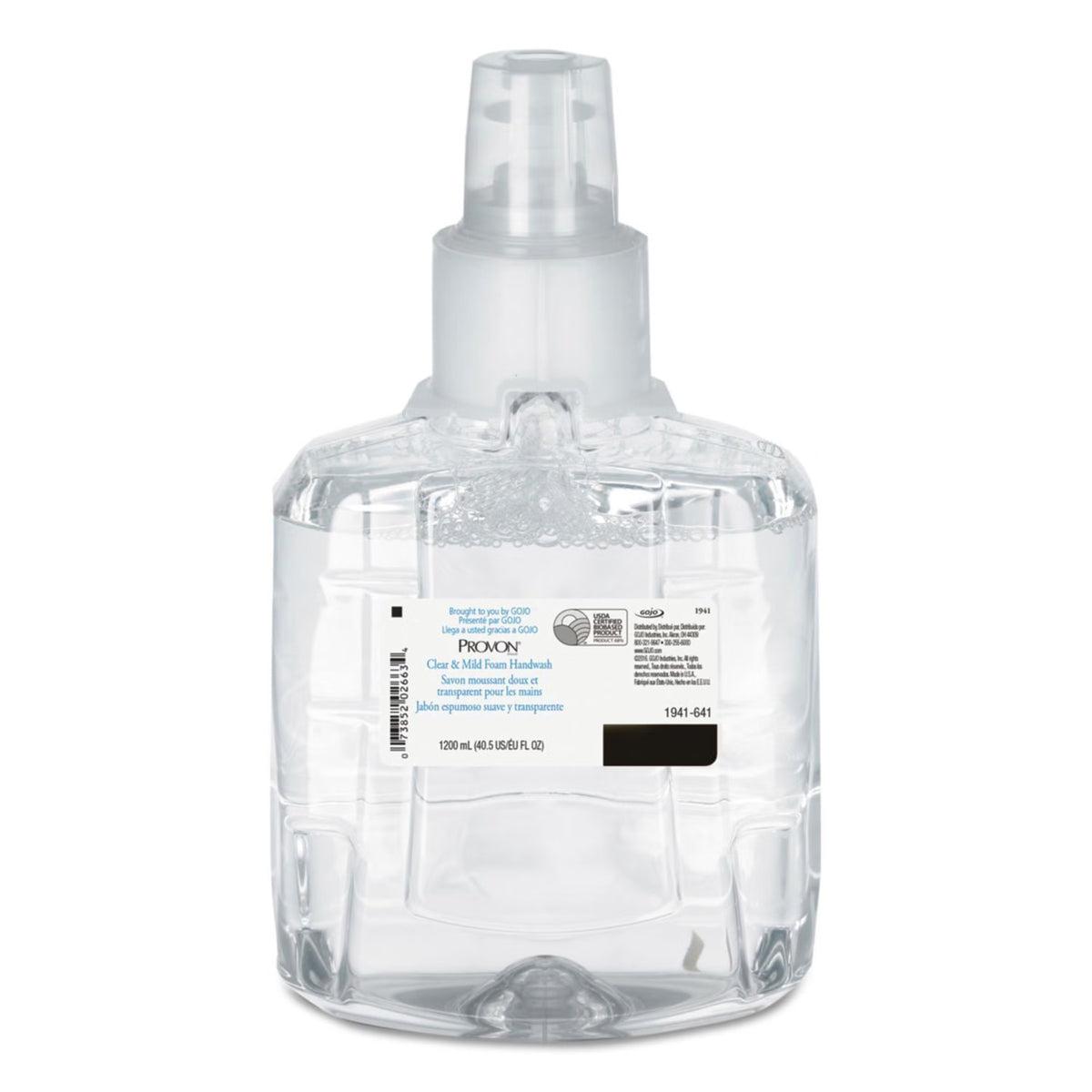Provon® Clear And Mild Foam Handwash, 1200 Ml Dispenser Refill Bottle, Unscented, 2/Cs