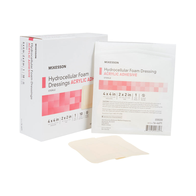 MCKESSON ACRYLIC ADHESIVE WITH BORDER FOAM DRESSING, 4 X 4 INCH, SOLD AS 100/CASE MCKESSON 16-4671