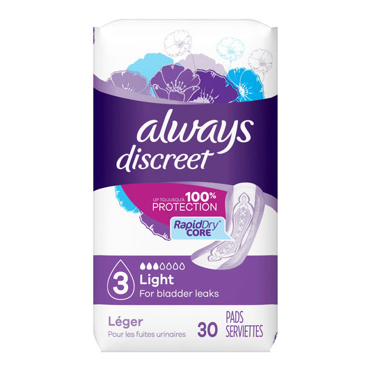 Always® Discreet Bladder Control Pad, Size 3, 90/Cs
