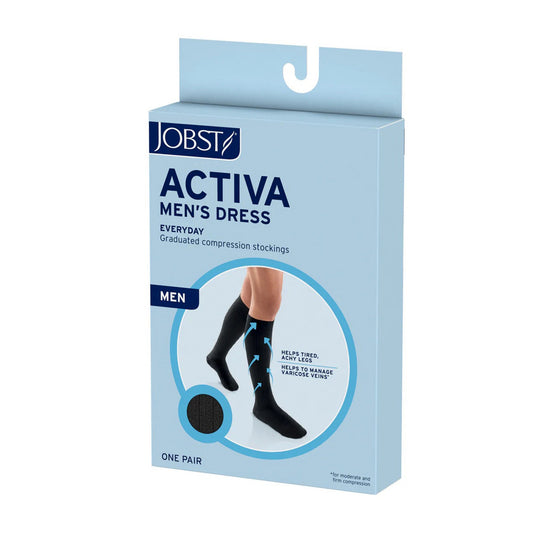 SOCKS, DRESS JOBST ACTIVA KNEE-HI NAVY LG 8-15MMHG (1/PR), 1/PR