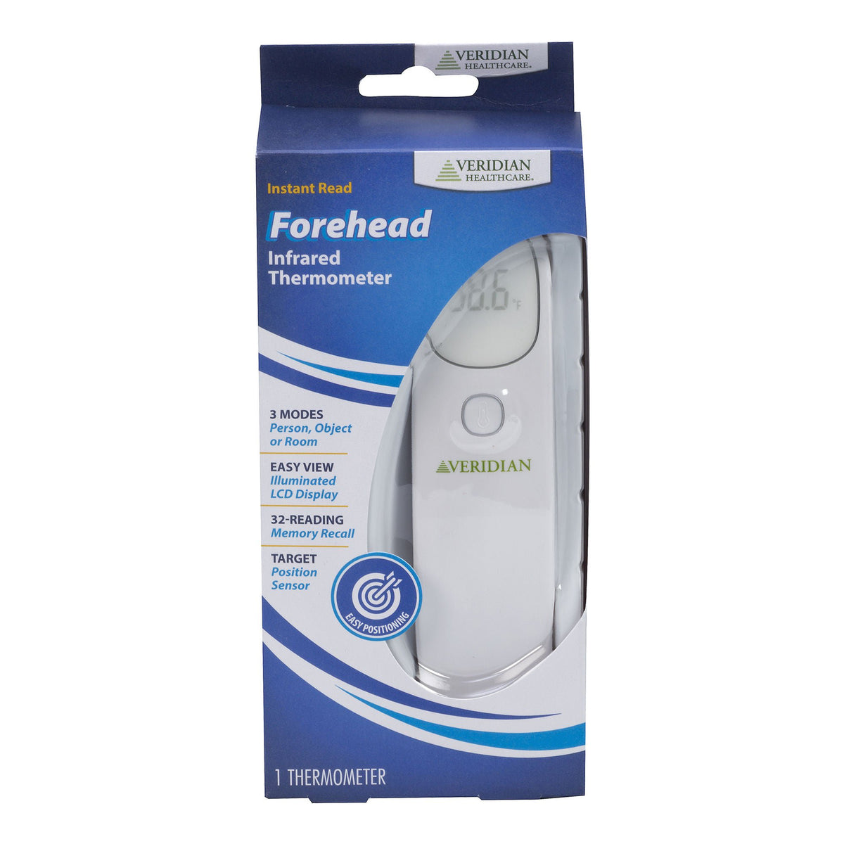 Veridian Healthcare Non-Contact Infrared Thermometer, 1/Ea