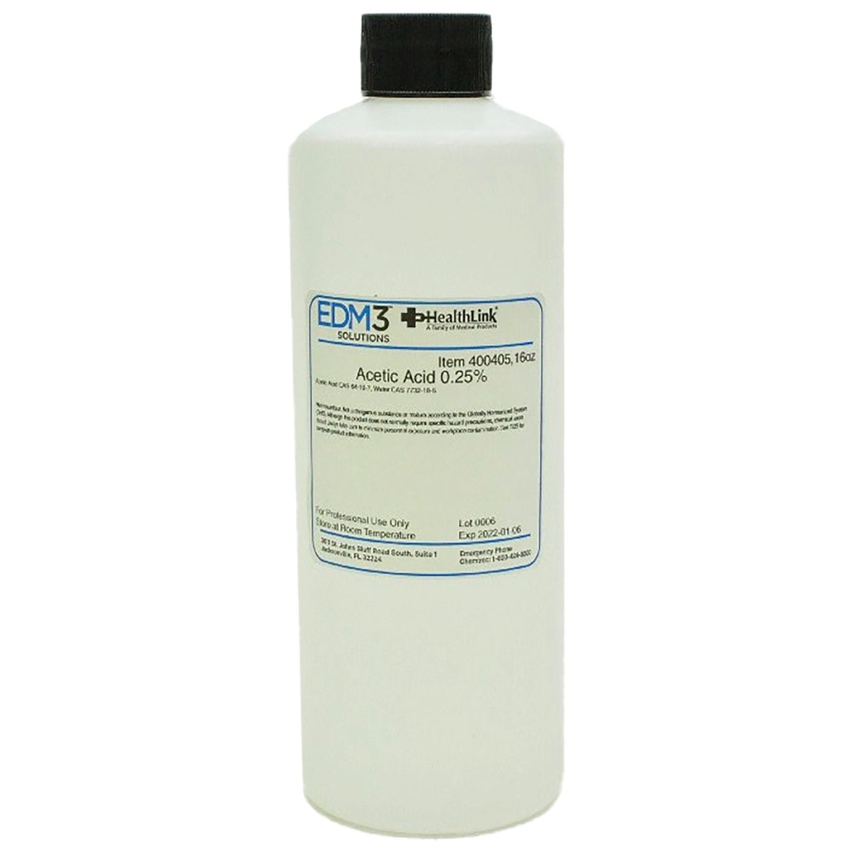 Healthlink 0.25% Acetic Acid Chemistry Reagent, 16-Ounce Bottle, 1/Ea