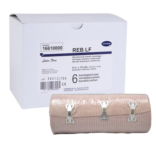 Reb® Lf Clip Detached Closure Elastic Bandage, 6 Inch X 10 Yard, 6/Bx