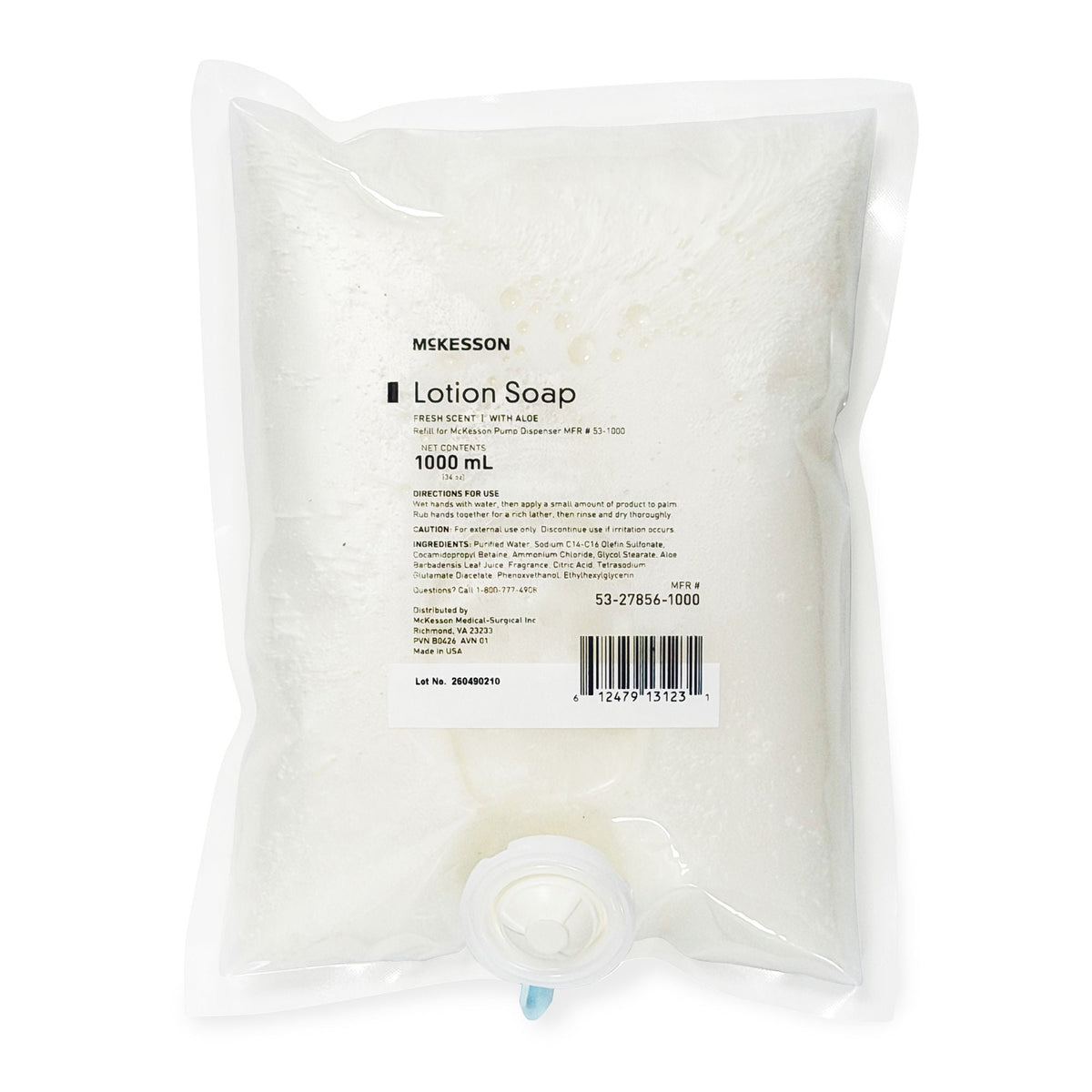 McKesson Lotion Soap, 1,000 mL Refill Bag, Fresh Scent, 10/CS