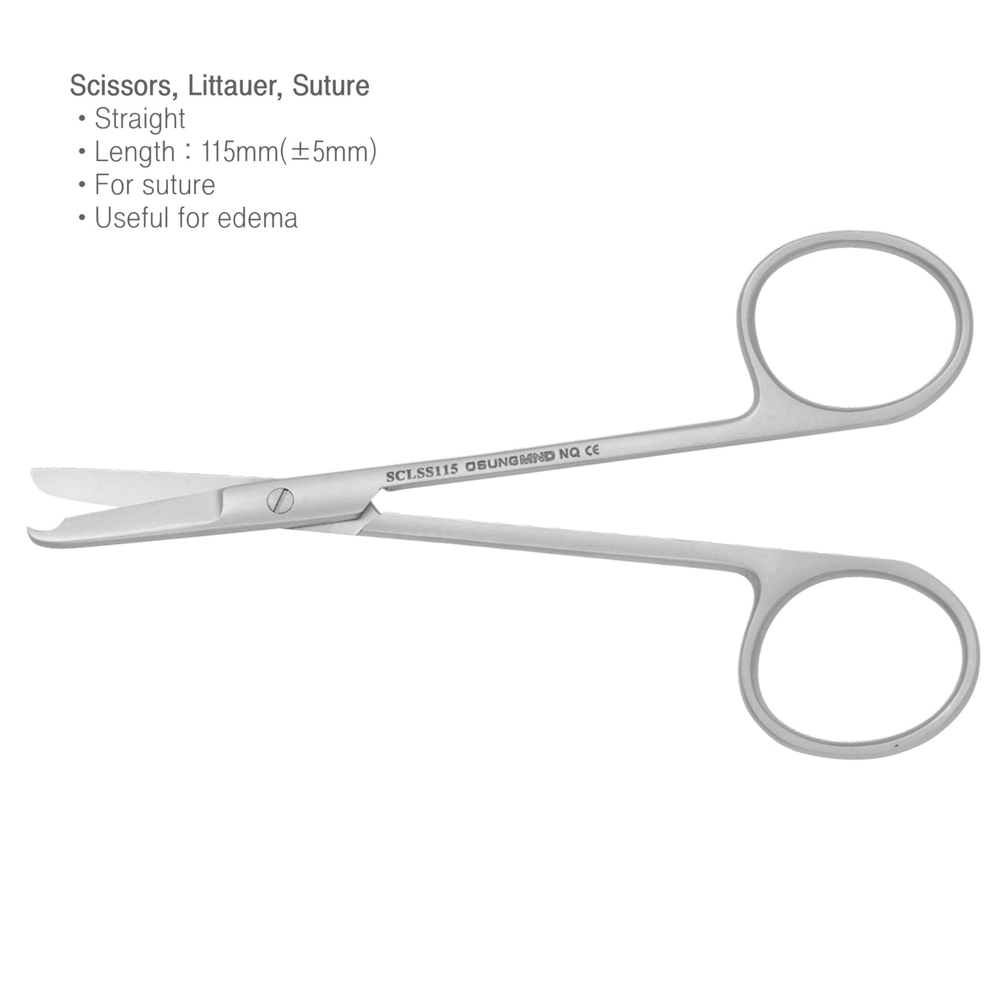 Osung 4.5" Littauer Suture Scissors Straight Premium -SCLSS115 - Osung USA