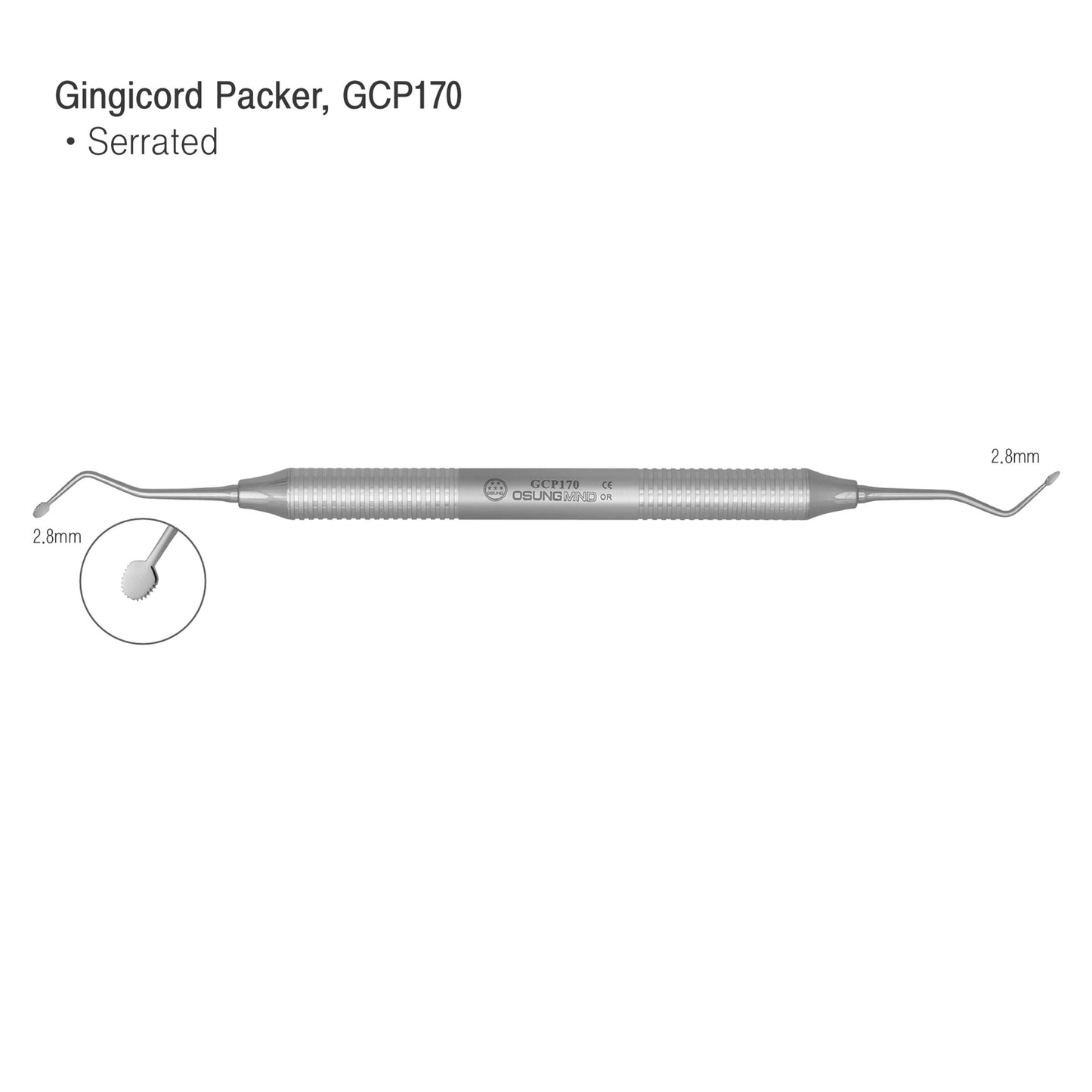 Osung 2.8mm Dental Gingival Cord Packer Serrated Premium -GCP170 - Osung USA