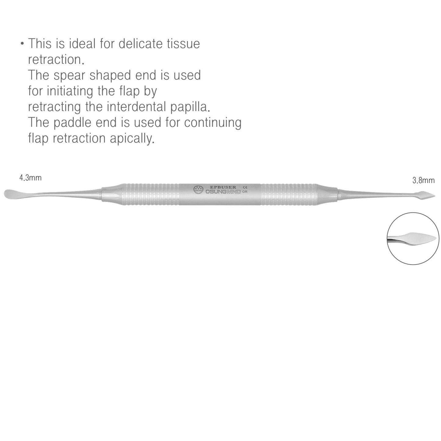 Osung BUSER Periosteal Elevator 4.3mm/3.8mm -EPBUSER - Osung USA