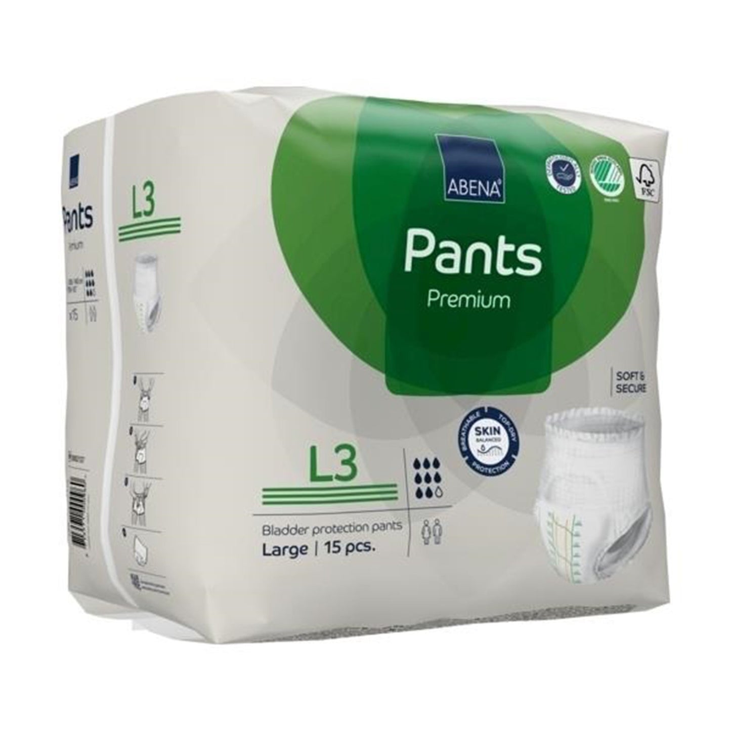 Abena Premium Pants L3 Incontinence Brief, Large 15/PACK -1000021327