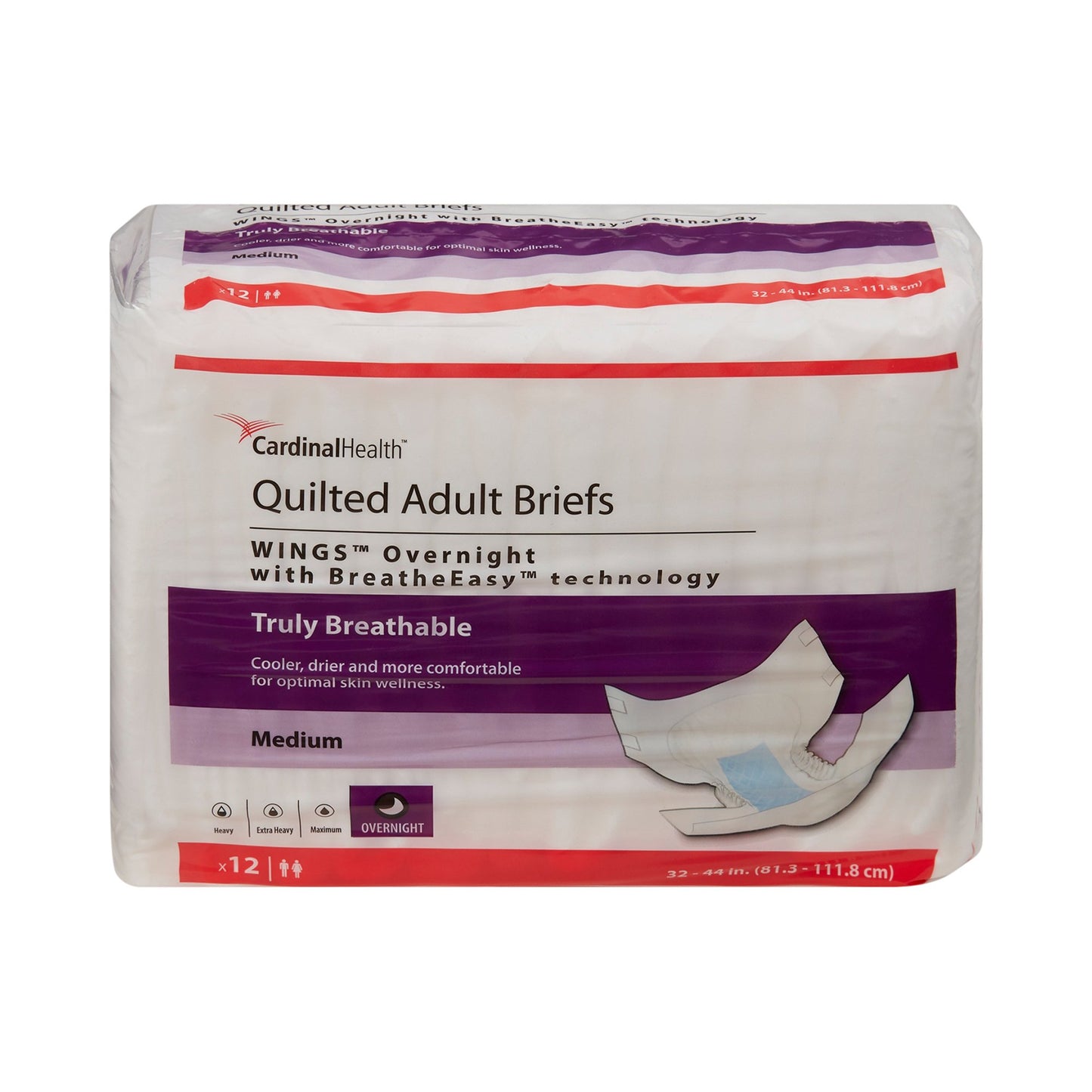 Wings™ Overnight Quilted Incontinence Brief, Medium 1/BAG -67033