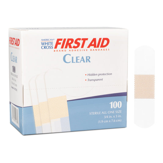 American White Cross First Aid Clear Adhesive Strip, 4 x 3 Inch 100/BOX -1475033