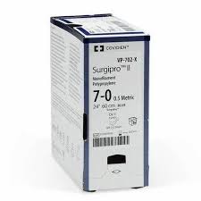 MEDTRONIC SURGIPRO™ II - SURGIPRO™ MONOFILAMENT POLYPROPYLENE SUTURES SUTURE BLU MONO 7-0KV1/KV1 5X24 1DZ/BX