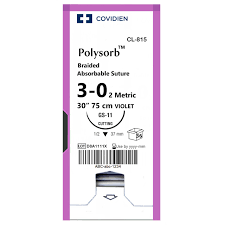 MEDTRONIC POLYSORB™ COATED SYNTHETIC ABSORBABLE SUTURES SUTURE SYNTHETIC BRAIDED COAT UNDYED 3-0 C-13 30 3DZ/BX