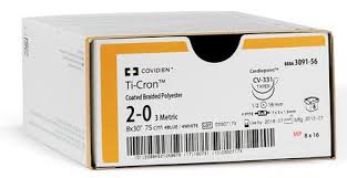 MEDTRONIC TI-CRON™ POLYESTER SUTURES SUTURE POLY COATD BRD BLU SZ0Y5/Y5 30 3DZ/BX