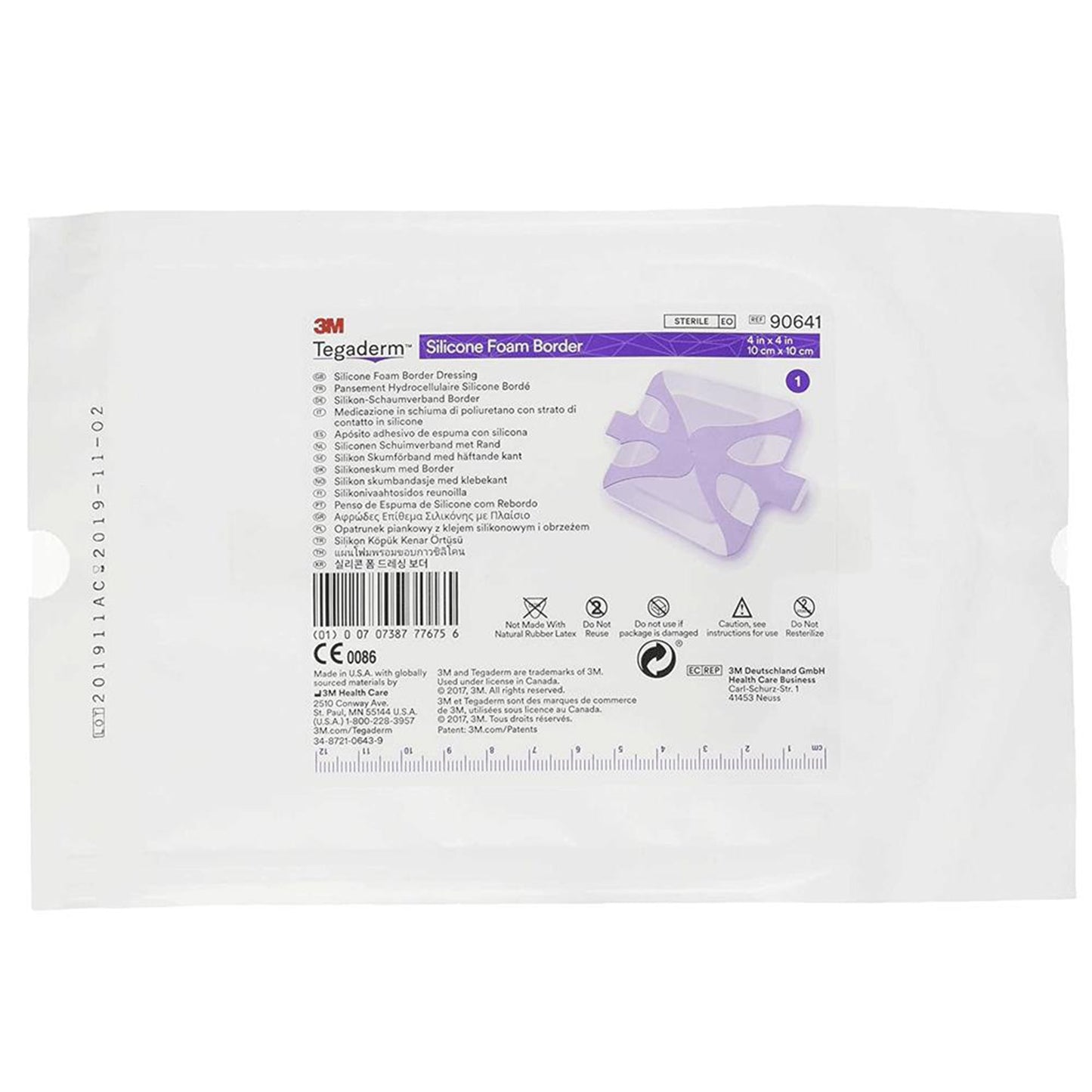 3M™ Tegaderm™ Silicone Foam Dressing, 2 x 2 Inch 10/BOX -90643