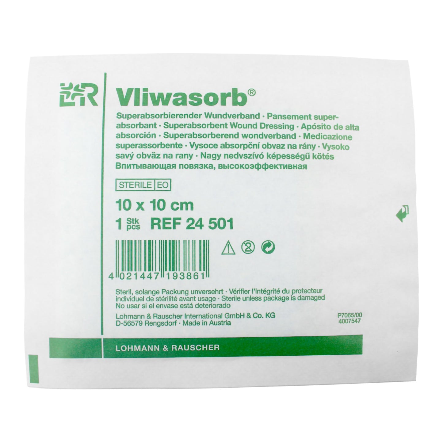 Vliwasorb Superabsorbent Wound Dressing, 4 x 4 Inch 1/EACH -24501