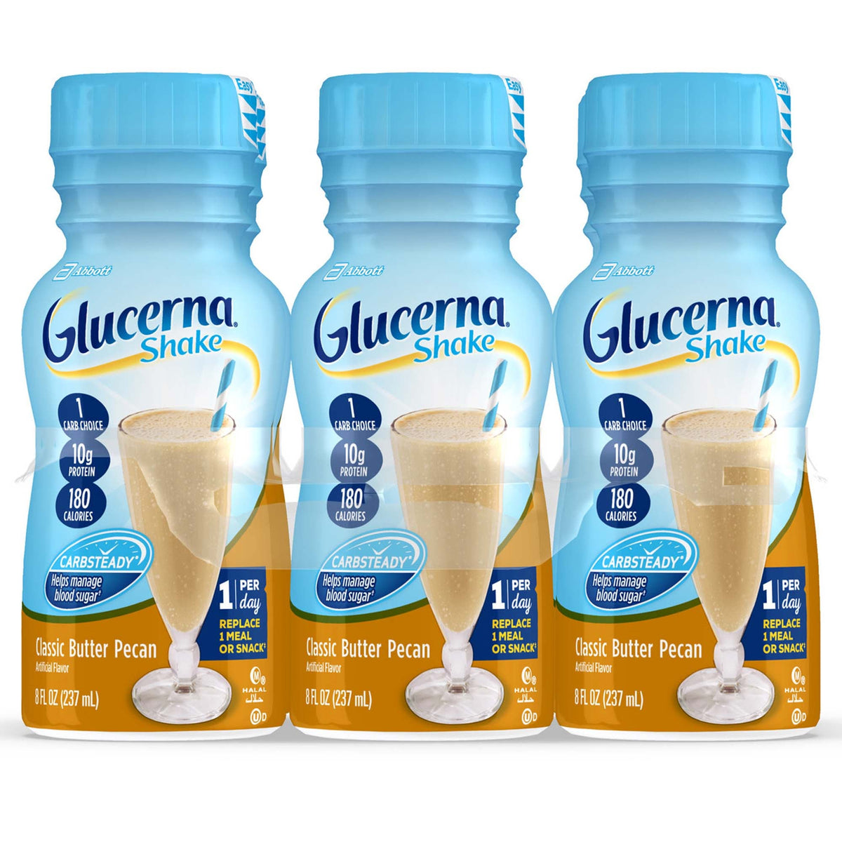 Glucerna® Original Shake, Butter Pecan Flavor, 8-ounce bottle, 24/CS