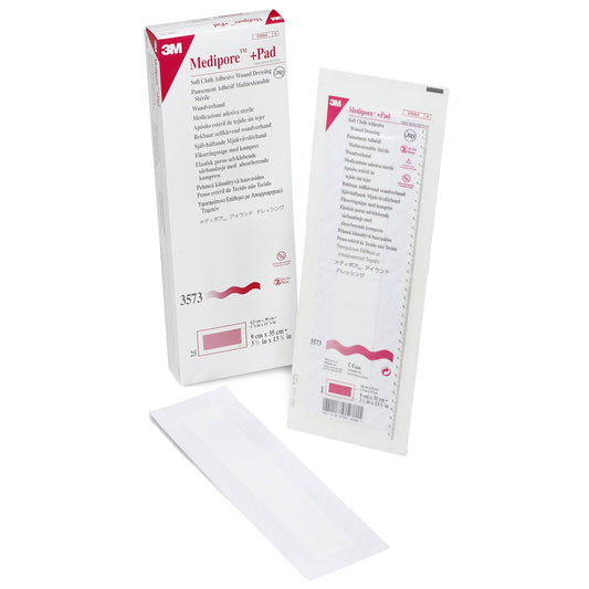 3M™ Medipore™ + Pad Soft Cloth Adhesive Dressing, 3.5 X 13.75 Inch, 100/Cs