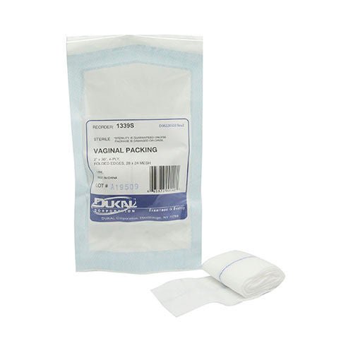 Dukal Sterile Non-Impregnated Cotton Vaginal Packing, 2 X 36 Inch, 100/Cs