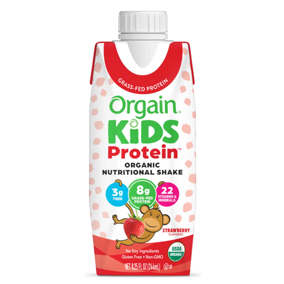 Shake, Nutrtn Organic Orgain Kids Protn Strwbry 224Ml (12/Cs, 12/Cs